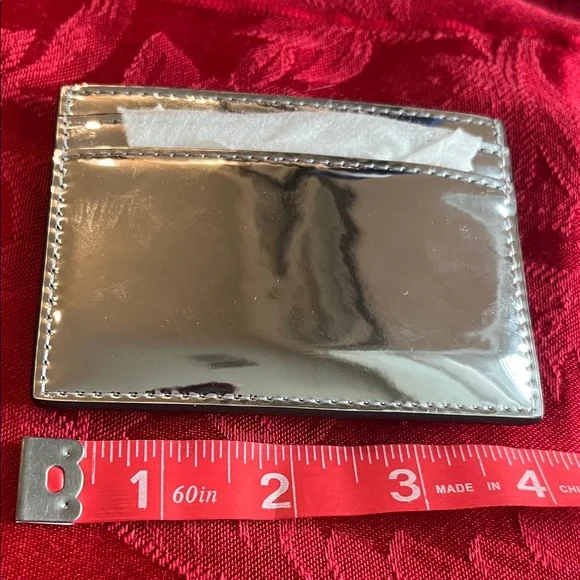 KATE SPADE Bridget Mirror Metallic Slim Card Holder in a Silver Color 4”x3” NWT - Picture 3 of 12